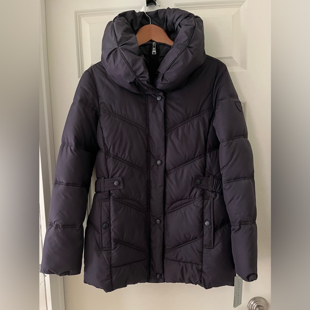 NWT Larry Levine Women's Puffer Jacket - Dark Purple, Size Medium